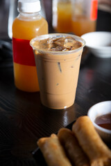 A view of a Vietnamese coffee.