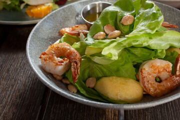 A view of a shrimp salad.