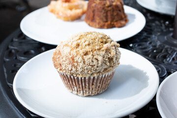 A view of a gourmet muffin.