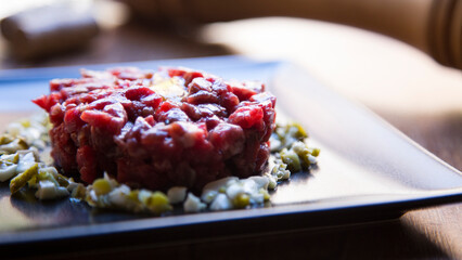 Steak tartare, steak tartare or beef tartare is a dish made from raw minced beef. It is usually...