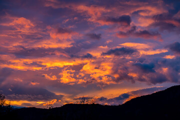 Sunrise in mountains, Bohinj valley, Slovenia	