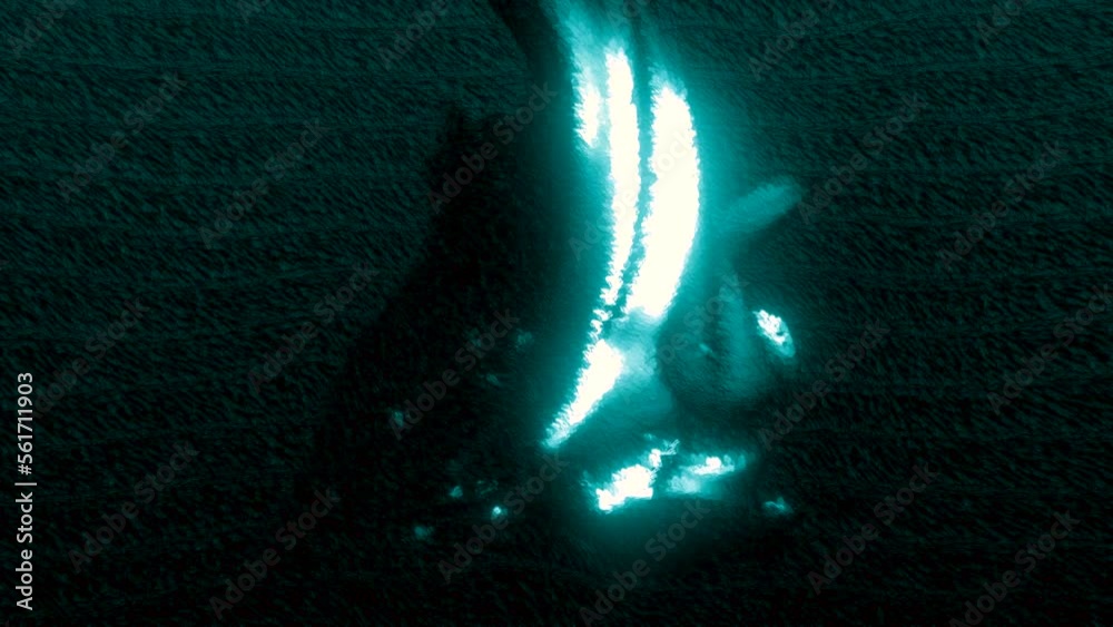 Poster moving fluid structure with lines in space. motion. liquid 3d structure moves brilliantly in virtual