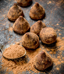 Chocolate candy truffles.