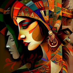 Abstract portrait of an Indian woman
