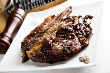 Top quality veal steak cooked to the point on the grill.