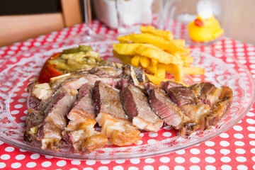 Top quality veal steak cooked to the point on the grill.