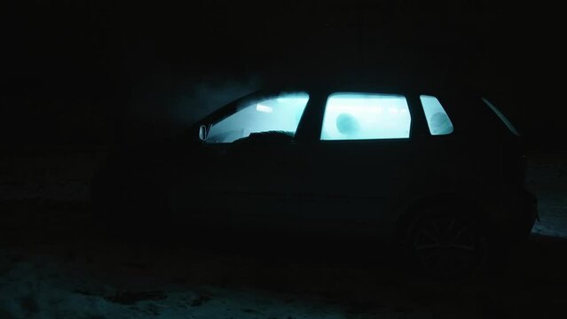 smoking car in the night