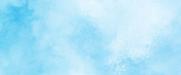 Abstract gradient light sky blue shades watercolor background on white paper texture. Aquarelle painted textured canvas design, abstract blue watercolor splash background, texture of watercolor.