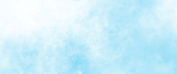 Abstract gradient light sky blue shades watercolor background on white paper texture. Aquarelle painted textured canvas design, abstract blue watercolor splash background, texture of watercolor.