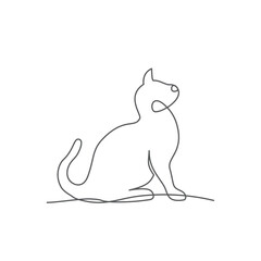 Cat One line drawing on white