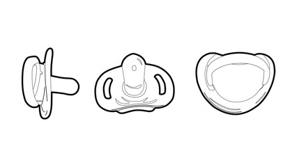 The best baby pacifiers outline vector illustration in trendy style. Editable graphic resources for many purposes.