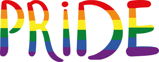 Gender, LGBT Doodle Rainbow Lettering. Title Pride