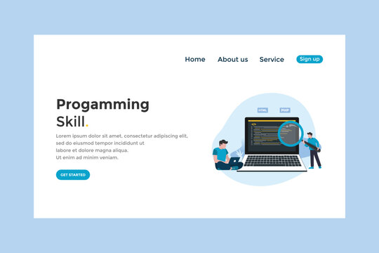 Concept Programmer, Coding, programming, website and application development . Vector illustration, application development, Software API prototyping and testing, interface building process,