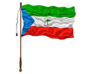 National flag  of Equatorial Guinea. Background  with flag  of Equatorial Guinea