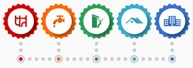 Home service vector icons, house building flat design web badges collection, business infographic template