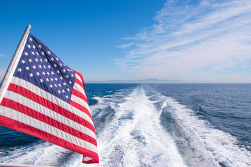 waving flag on the ocean