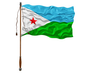 Fototapeta na wymiar National flag of Djibouti. Background with flag of of Djibouti.