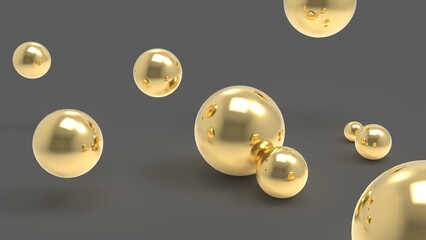 luxury golden beads background, pearls background 3D render