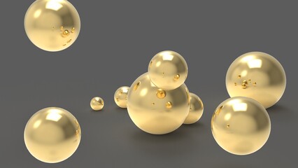 luxury golden beads background, pearls background 3D render