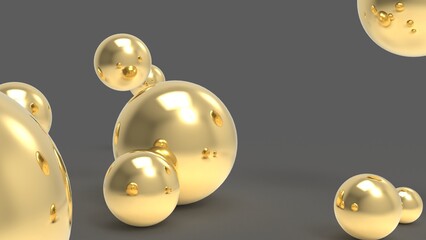 luxury golden beads background, pearls background 3D render