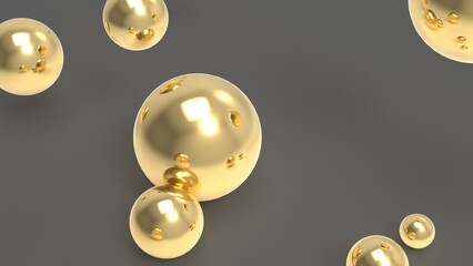 luxury golden beads background, pearls background 3D render