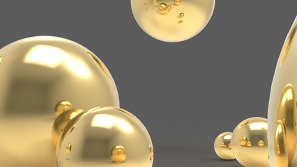 luxury golden beads background, pearls background 3D render