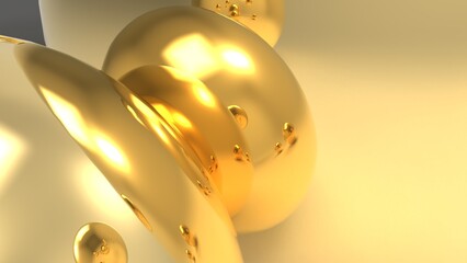 luxury golden beads background, pearls background 3D render