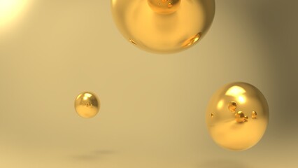 luxury golden beads background, pearls background 3D render