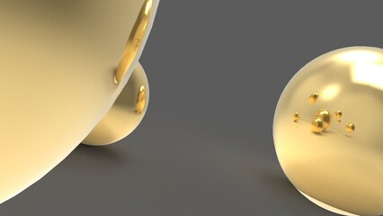 luxury golden beads background, pearls background 3D render