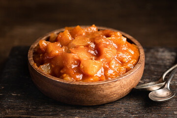 Chutney, traditional dish of indian cuisine, selective focus, close-up