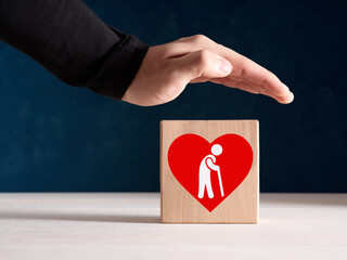 Security, support, insurance or care for senior people concept.