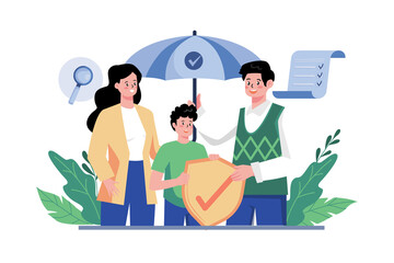 Family Life Insurance Illustration concept on white background