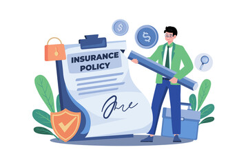 Insurance Policy Illustration concept on white background