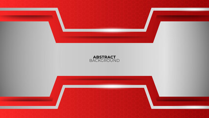 Futuristic red abstract gaming banner design with metal technology concept. Vector illustration for business corporate promotion, game header social media, live streaming background