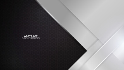 Futuristic black abstract gaming banner design with metal technology concept. Vector illustration for business corporate promotion, game header social media, live streaming background