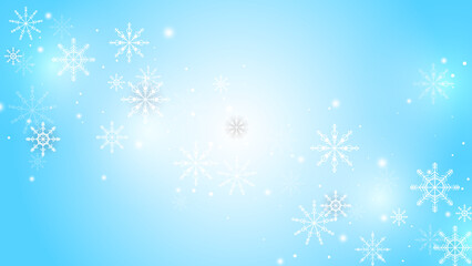 Naklejka na ściany i meble Beautiful snow pattern with ornaments. Winter wrapping paper concept. Blue vector design.