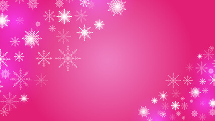 Beautiful snow pattern with ornaments. Winter wrapping paper concept. Pink Vector design.