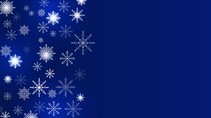 Beautiful snow pattern with ornaments. Winter wrapping paper concept. Blue vector design.