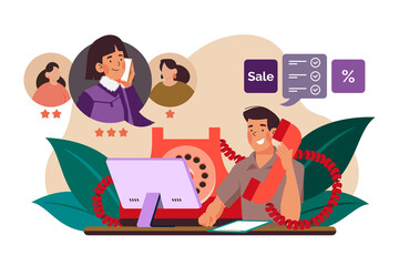 Salesperson calling by telephone to a potential customer