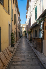 Saint Trope narrow street with plants