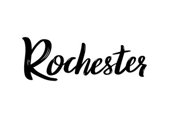 Rochester NY Lettering. Handwritten city name. Vector design template.