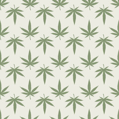 Cannabis seamless pattern. Marijuana leaves hemp background. Vector