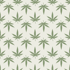 Obraz premium Cannabis seamless pattern. Marijuana leaves hemp background. Vector
