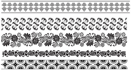 black and white borders five types background with ornament