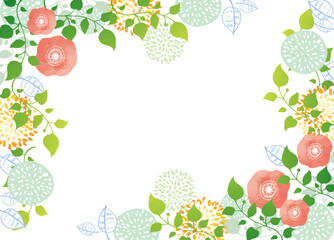 北欧, フレーム, 飾り, 花, 水彩, 背景, テンプレート, 緑, 柄, 蔦, かわいい, 葉っぱ, ナチュラル, 線画, ベクター, 手書き, アブストラクト, バックグラウンド, 手描き, ピンク, 線, フリーハンド, 華やか, グラデーション