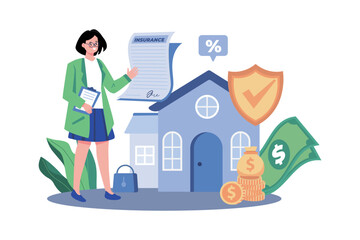 Housing costs insurance Illustration concept on white background