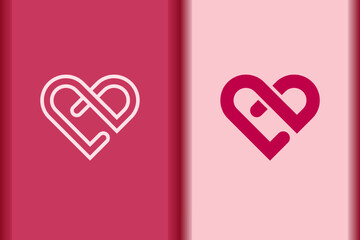 Happy Valentine's Day. love pink icon elements minimal flat simple heart concept symbols. curve line and object shape creative logo design isolated on background.