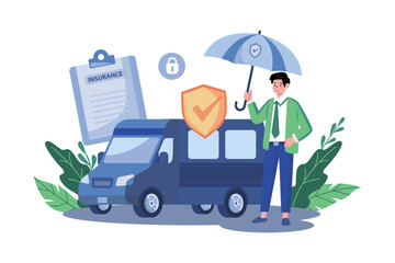 Van Insurance Illustration concept on white background