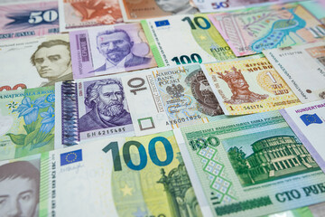 collection new and old european money. international currency