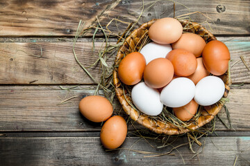 Eggs in a basket.